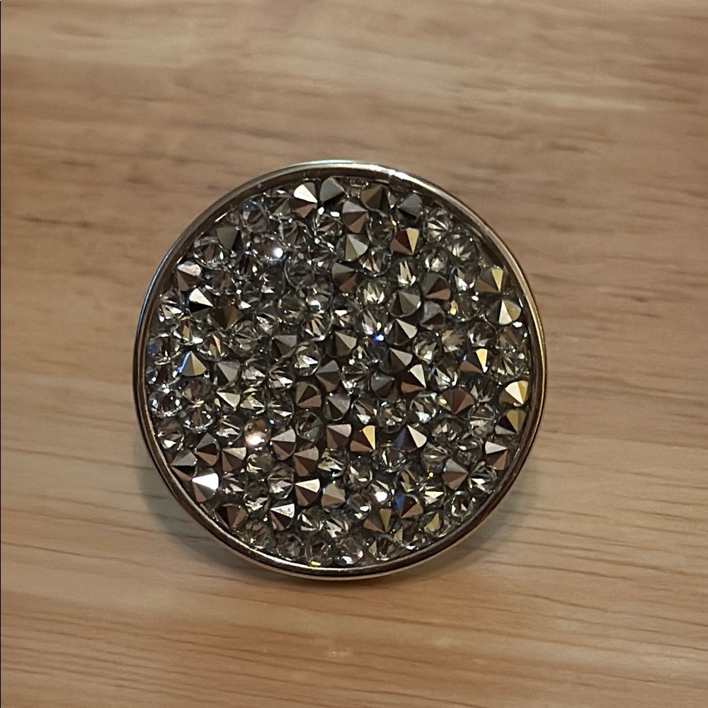 Touchstone Crystal Silver Pave Crystal Studded Round Ring